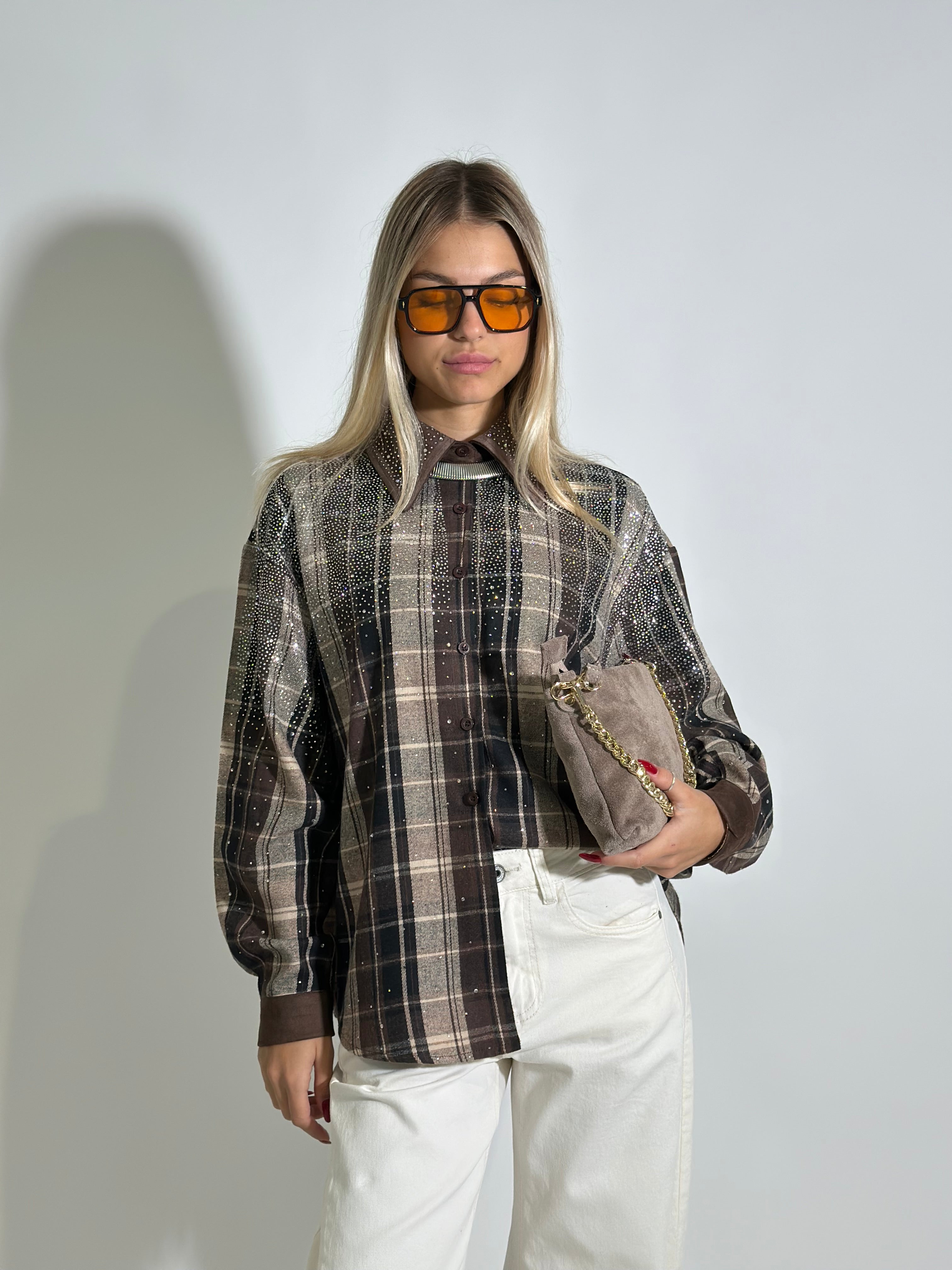Camicia quadri strass2572
