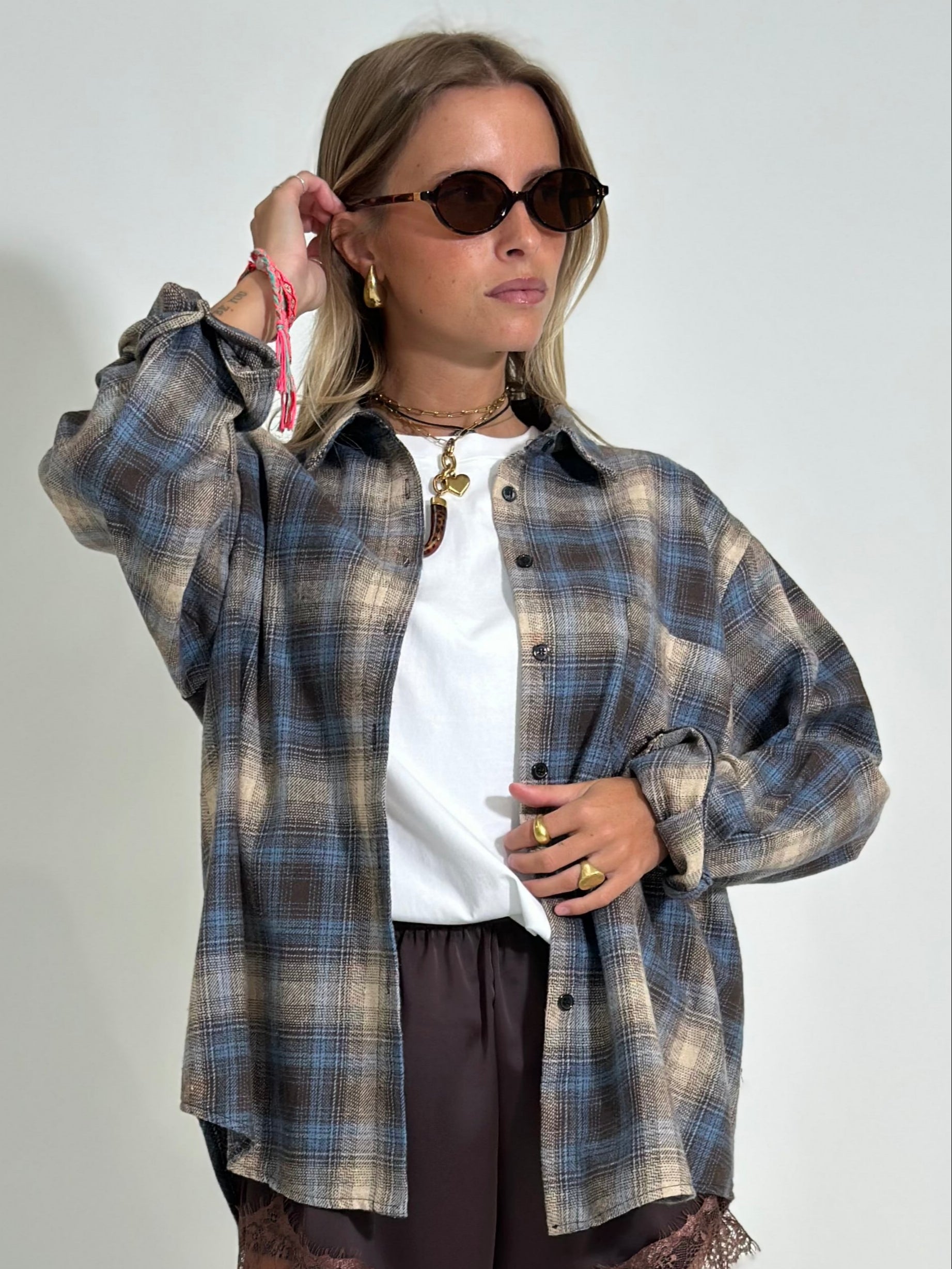 Camicia madras 2735 AZZURRO