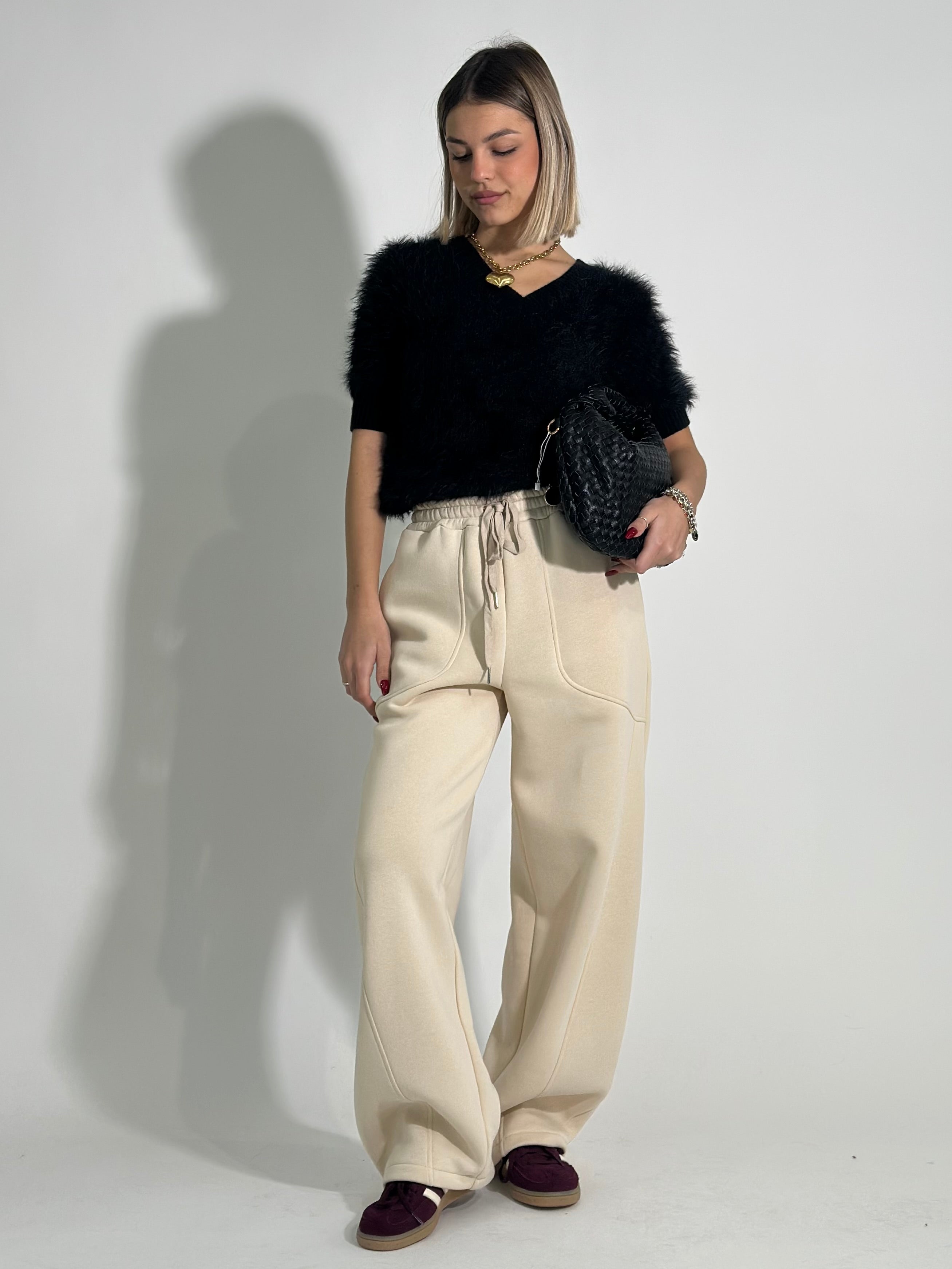 Pantalone baloon felpa 3693 PANNA