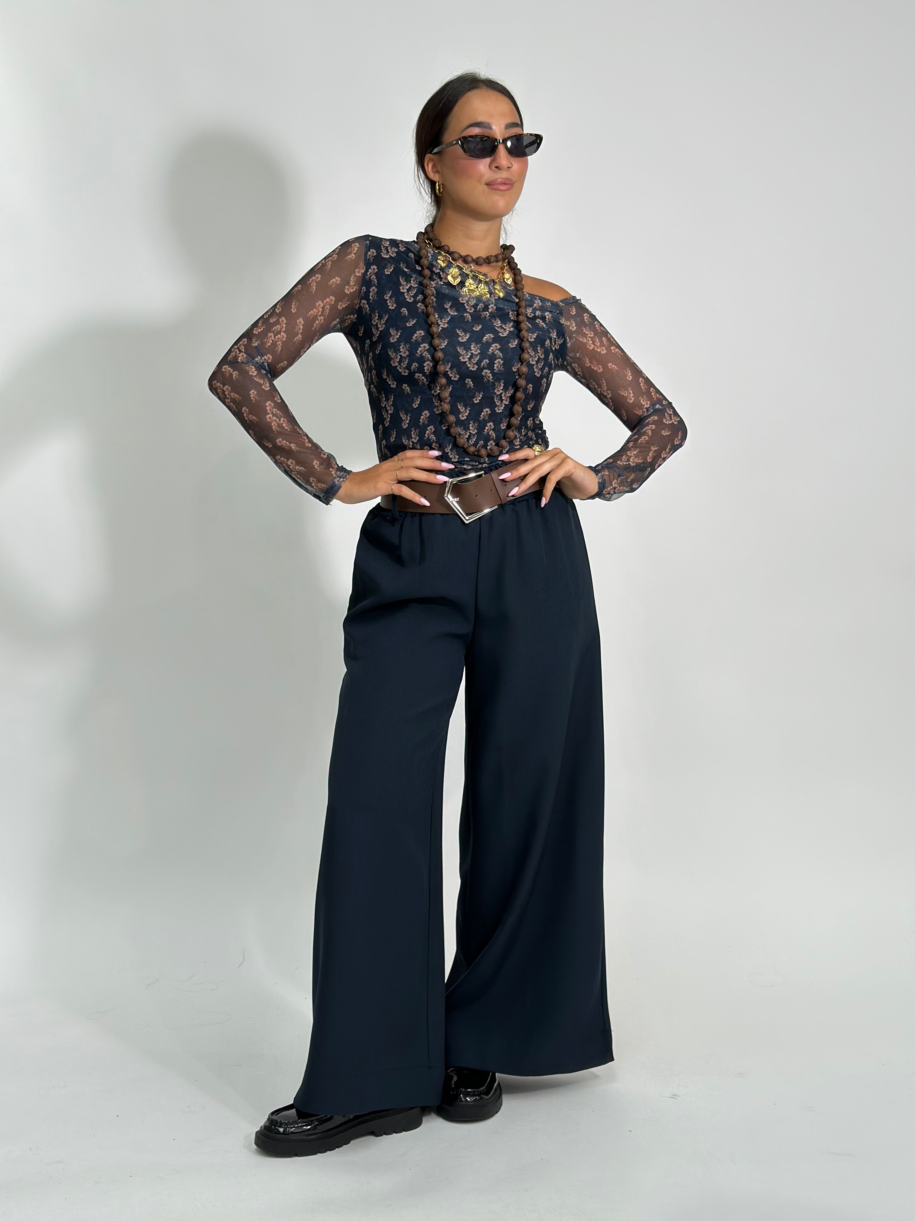 Pantalone cintura P18786 BLU
