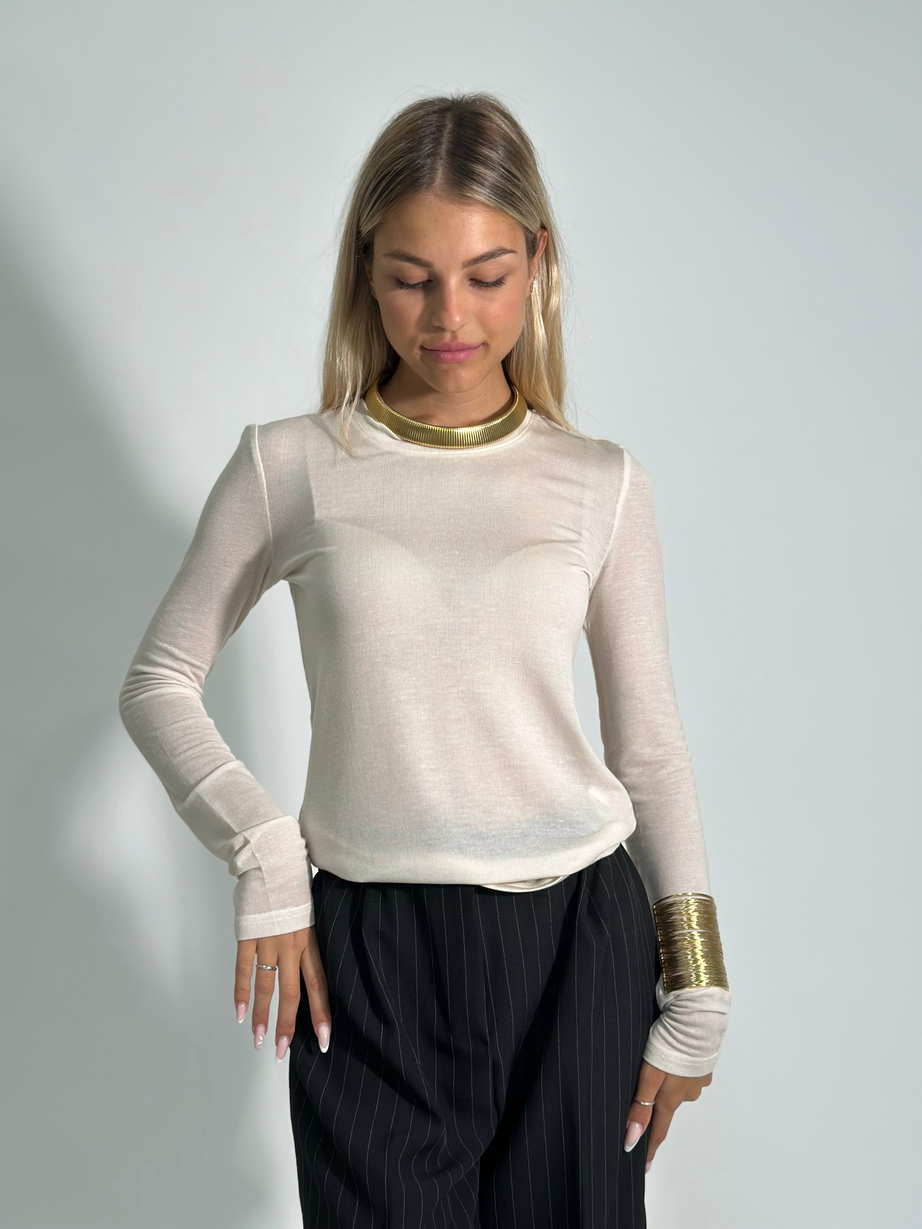 Maglia basic X002 PANNA
