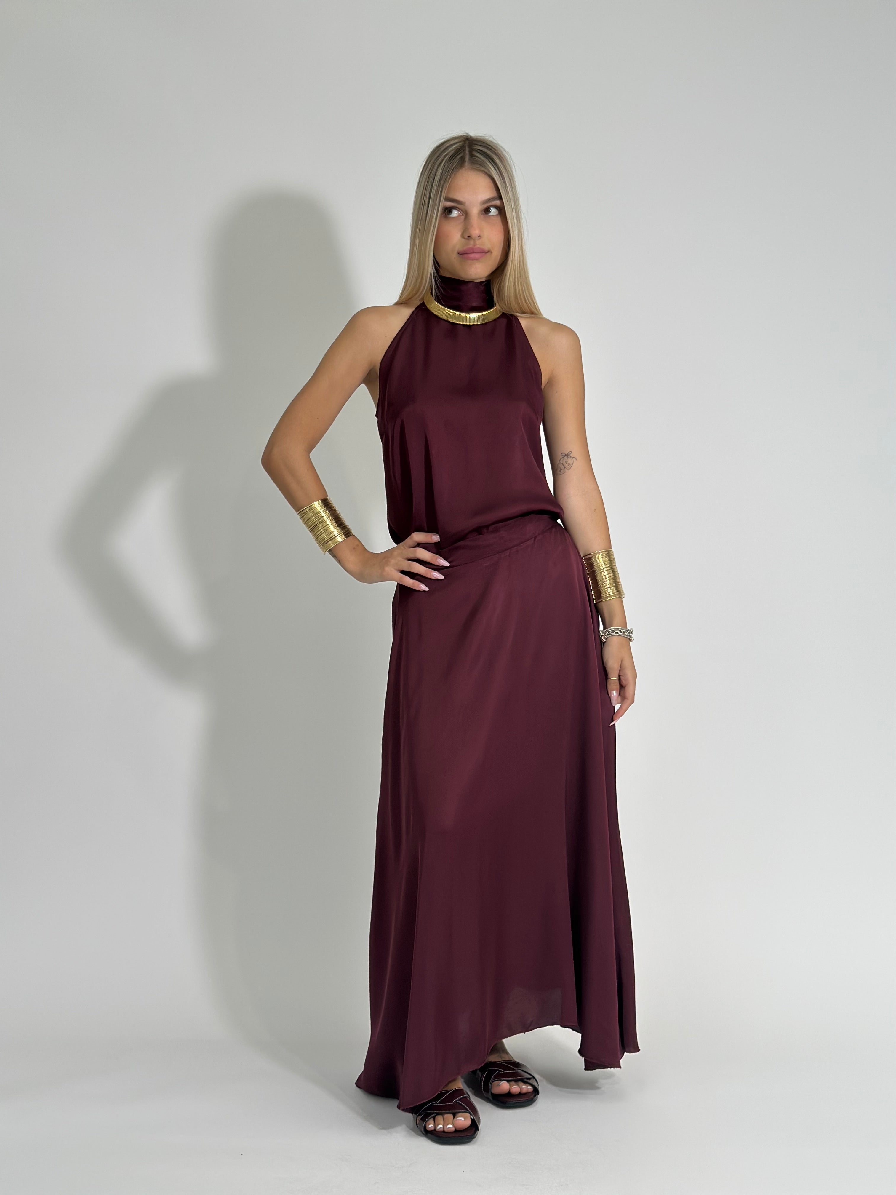 Gonna viscosa 31919 BORDO'