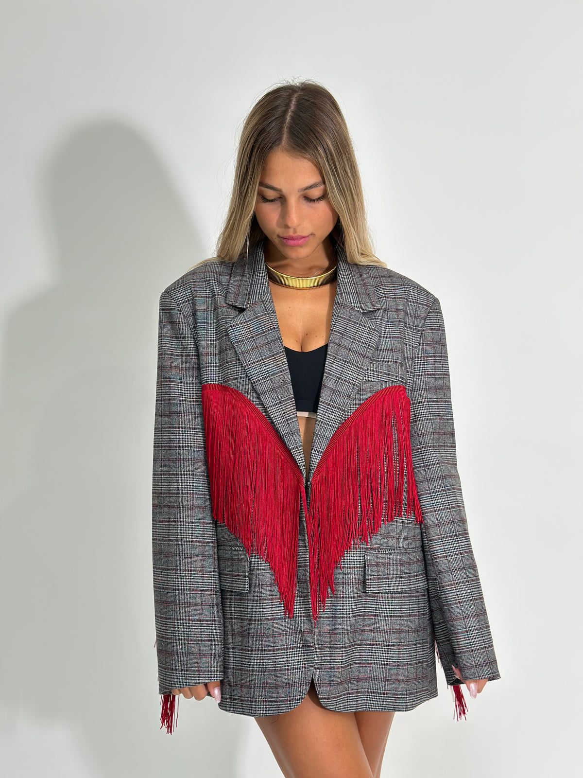 Giacca virale tartan Lumina 5936 BORDO'