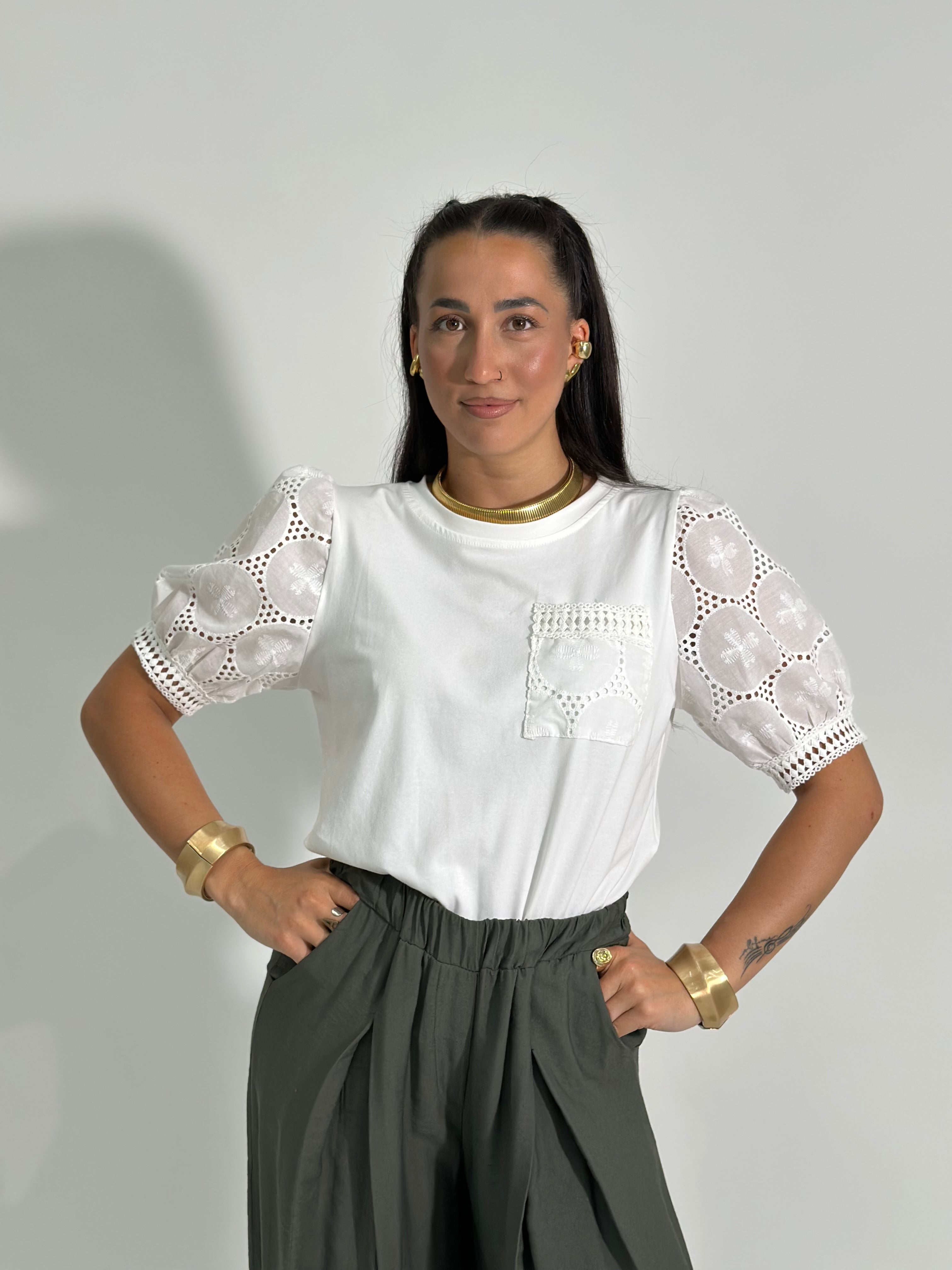 Maglia maniche sangallo 4684