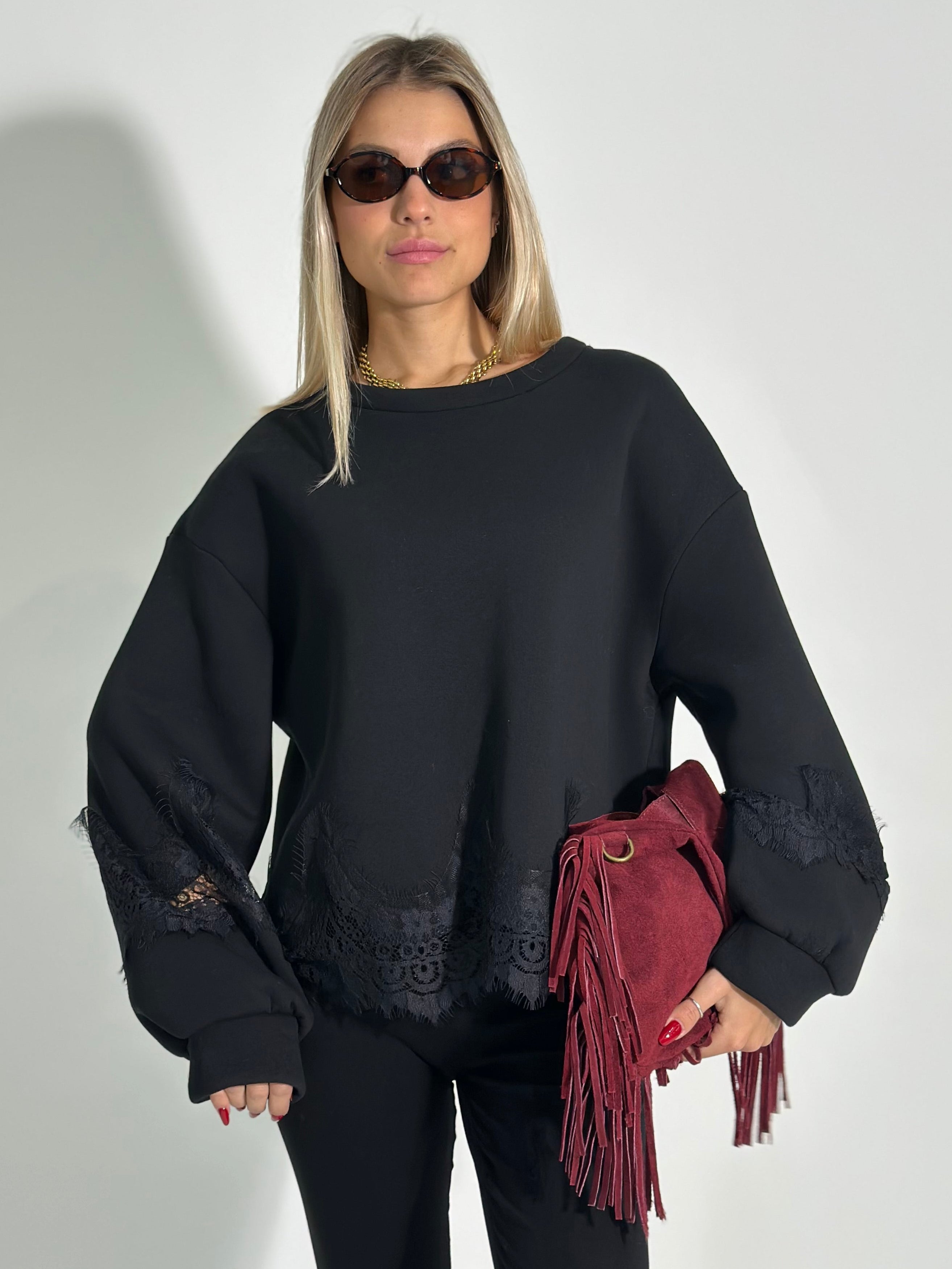 Felpa pizzo 9713 NERO