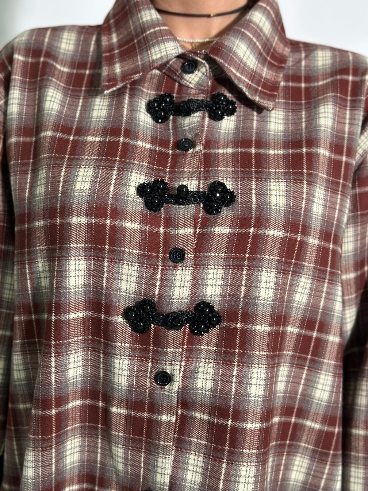 Camicia check alamari 0913 MATTONE