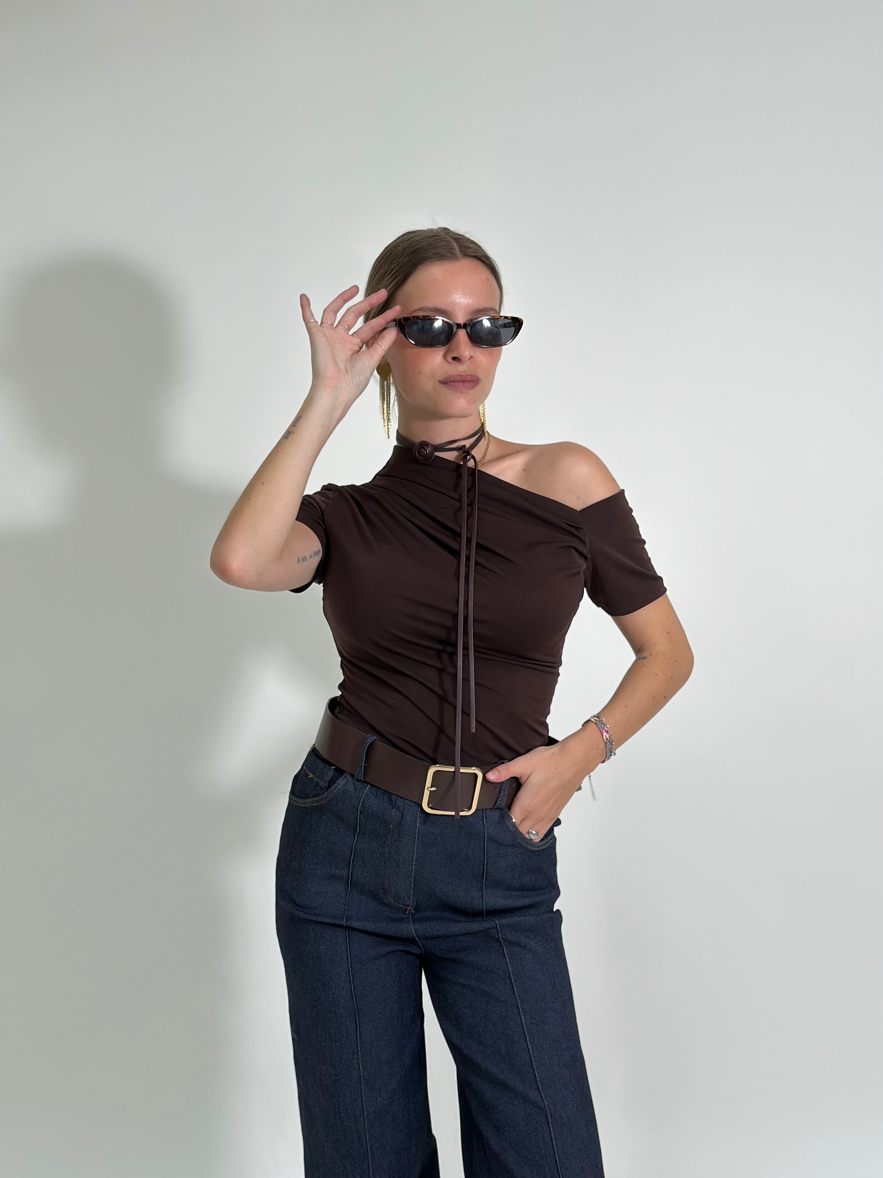 Maglia drappeggio 10953 CAFFE