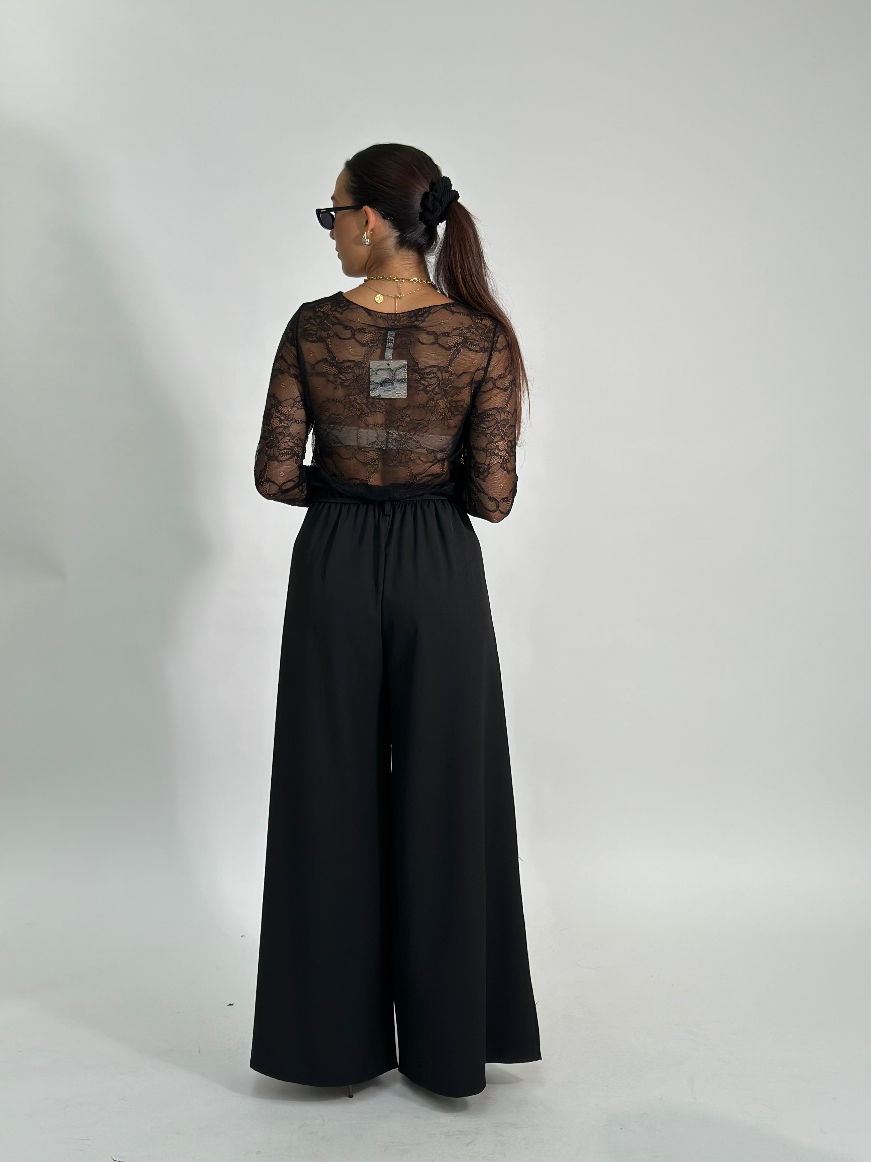 Pantalone fiore 25603 NERO