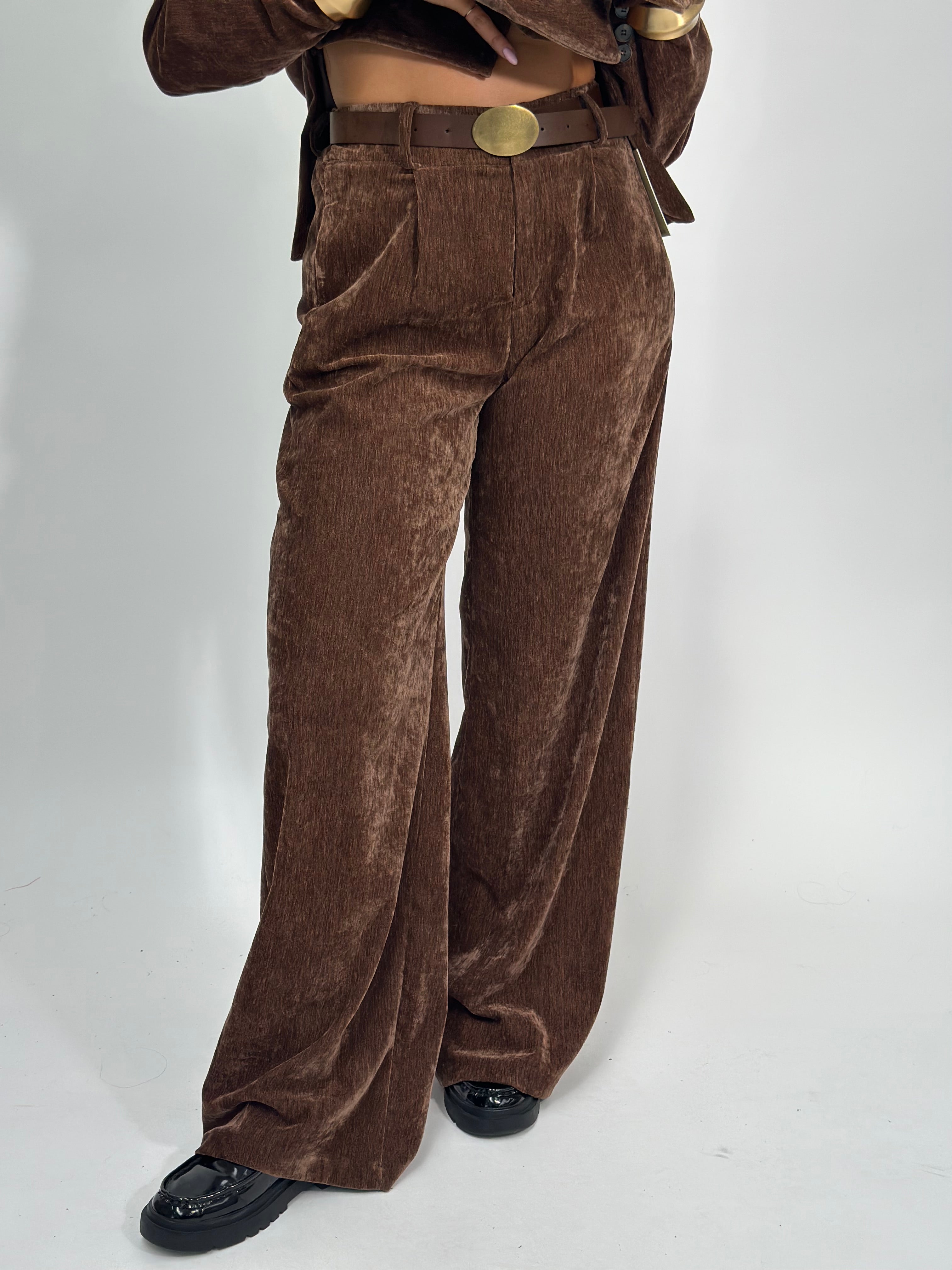 Pantalone velour 80026 MARRONE