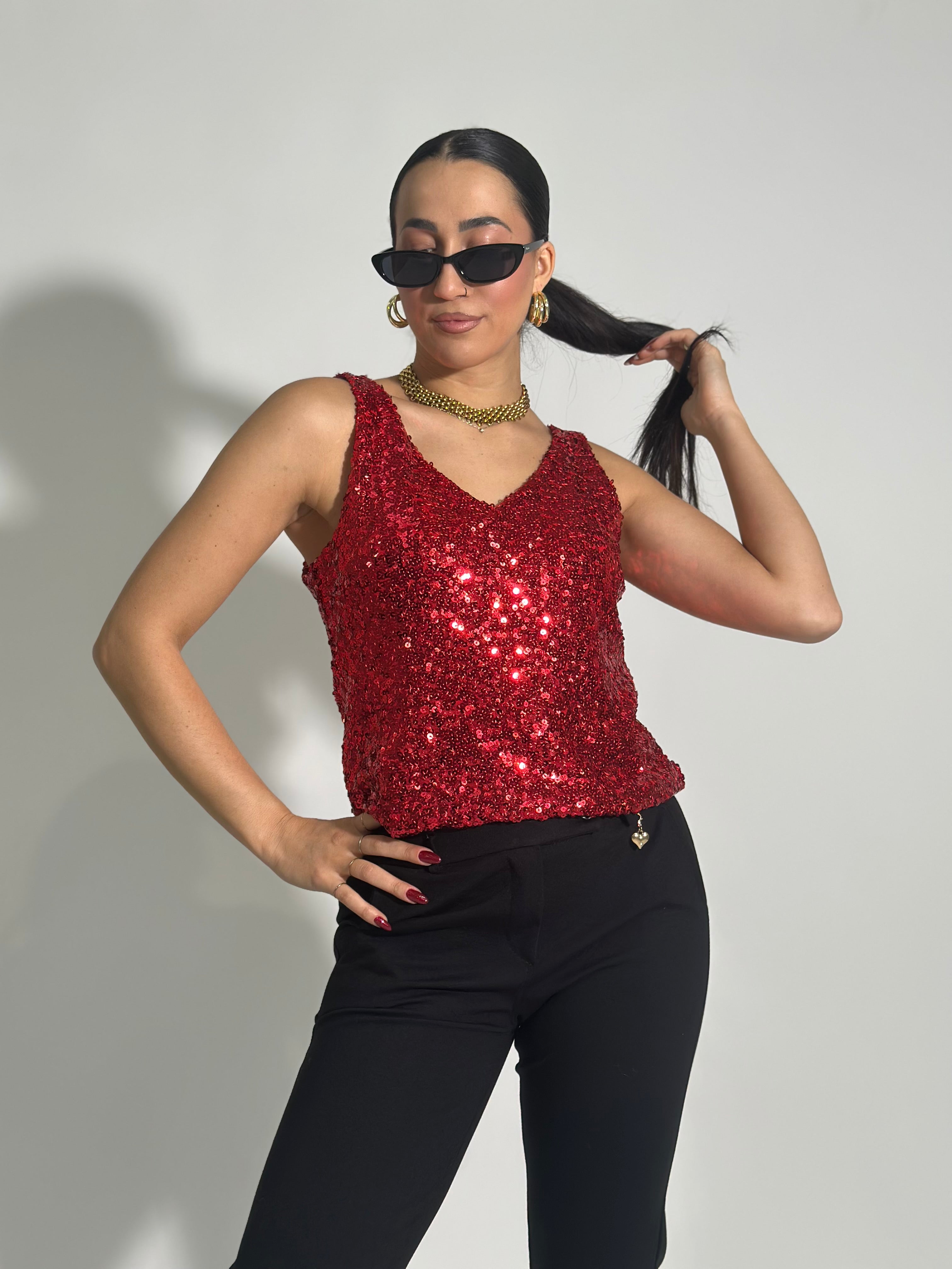 Top paillettes 017 ROSSO