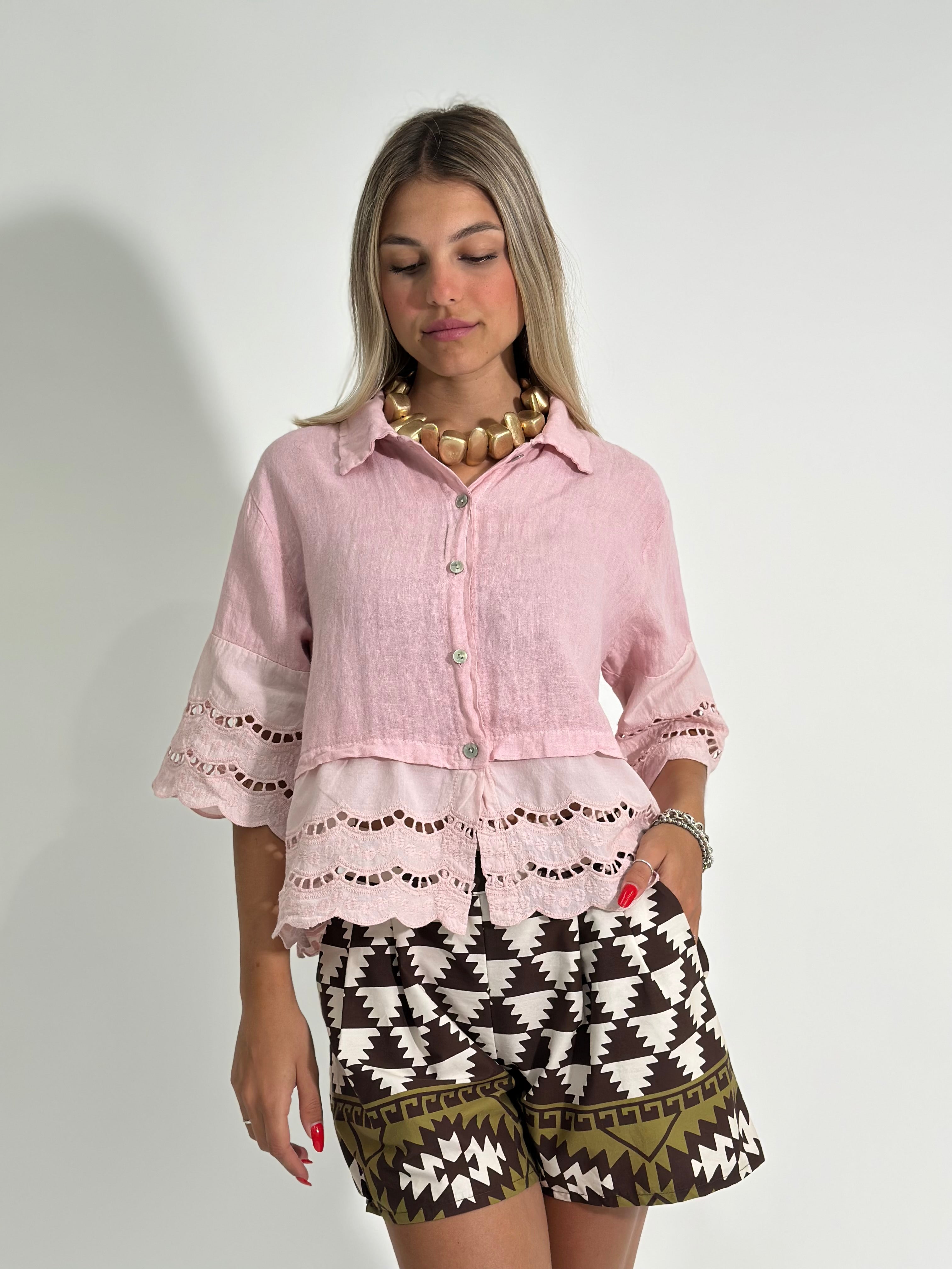 Camicia lino + sangallo 1788 ROSA