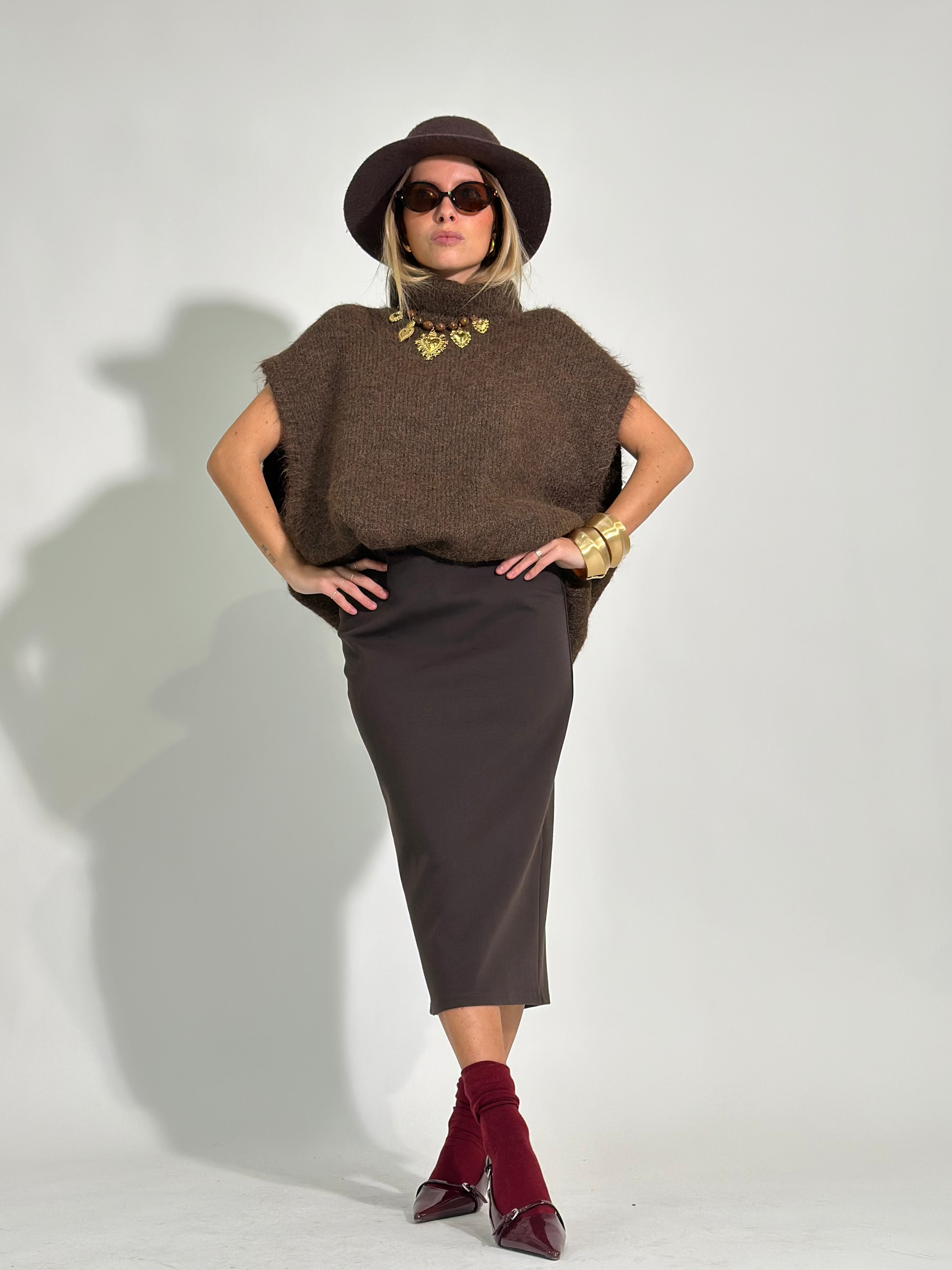 Maglia smanicata over 2517 MORO