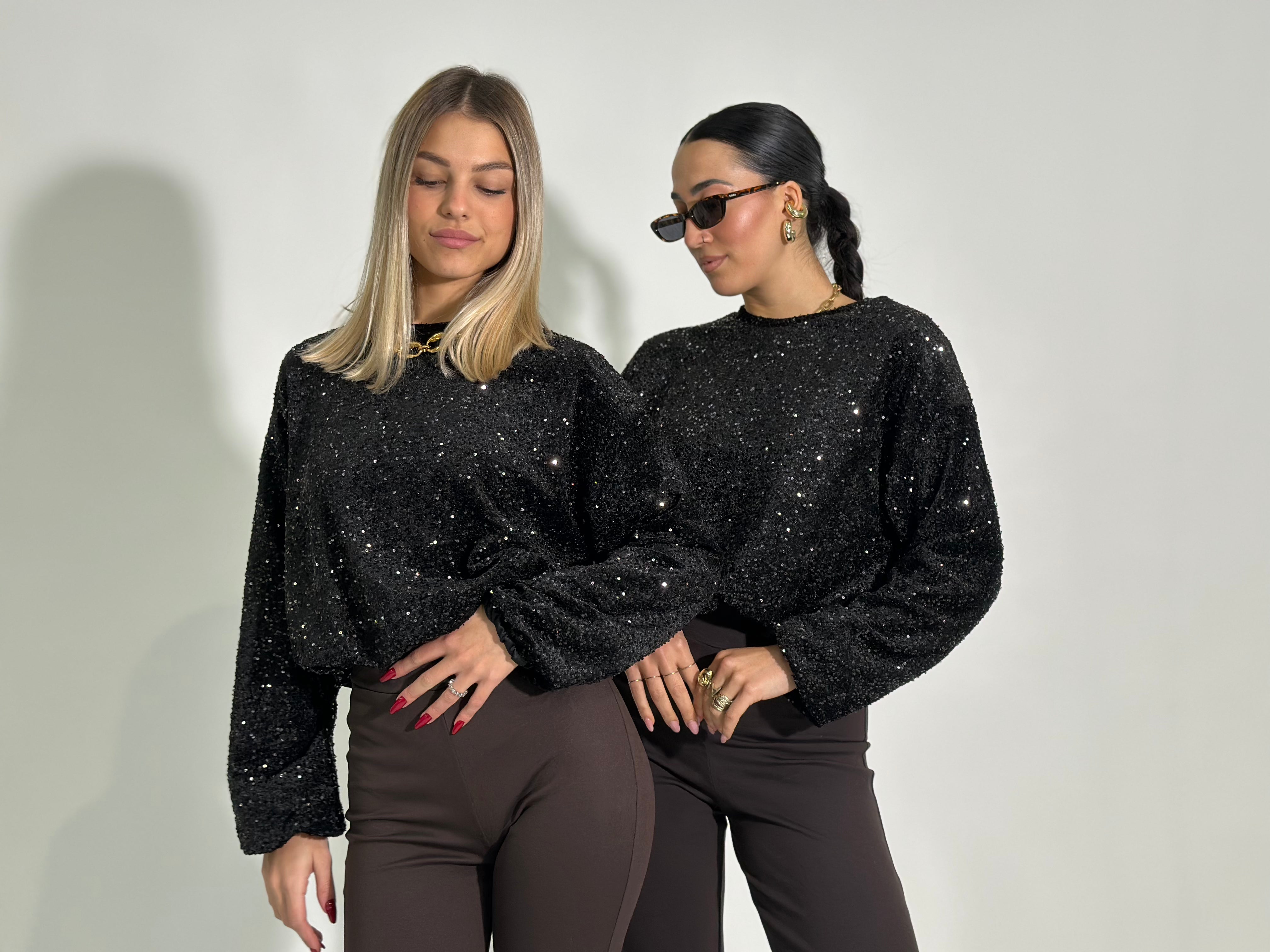 Maglia paillettes 90225 NERO