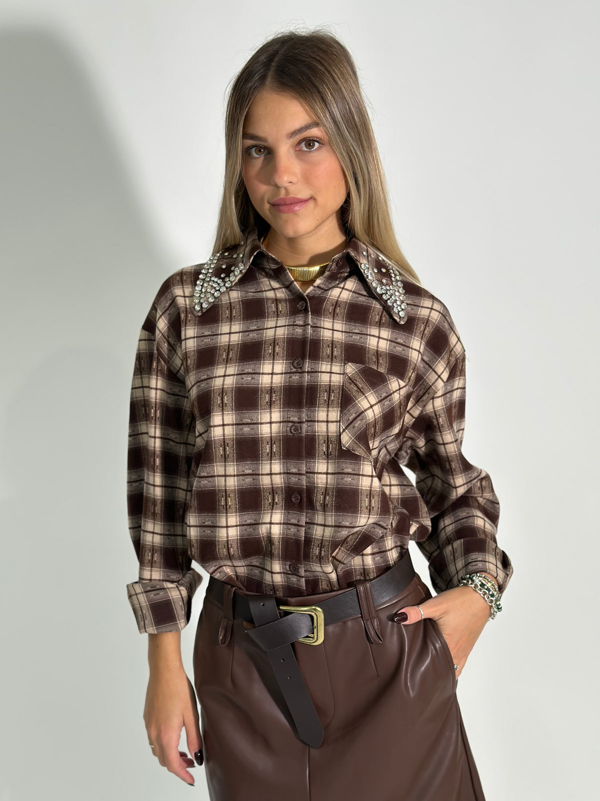 Camicia colletto gioiello 2531 MORO