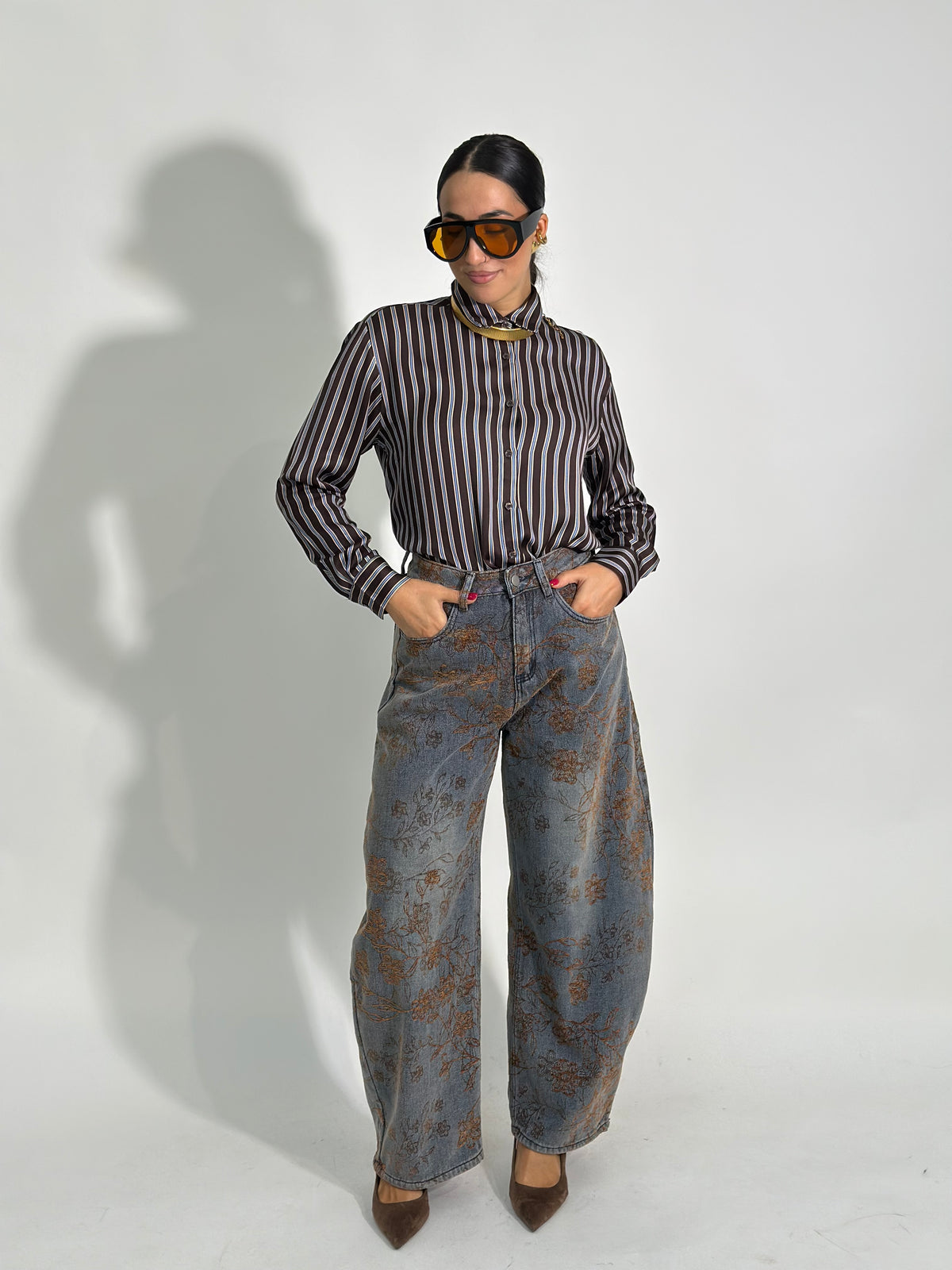 Jeans barrel floccato 994 CAMMELLO