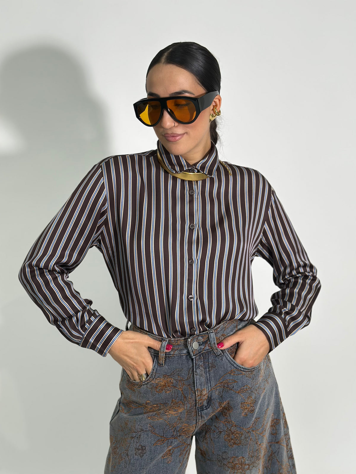 Camicia satin bastoncino 22040-B