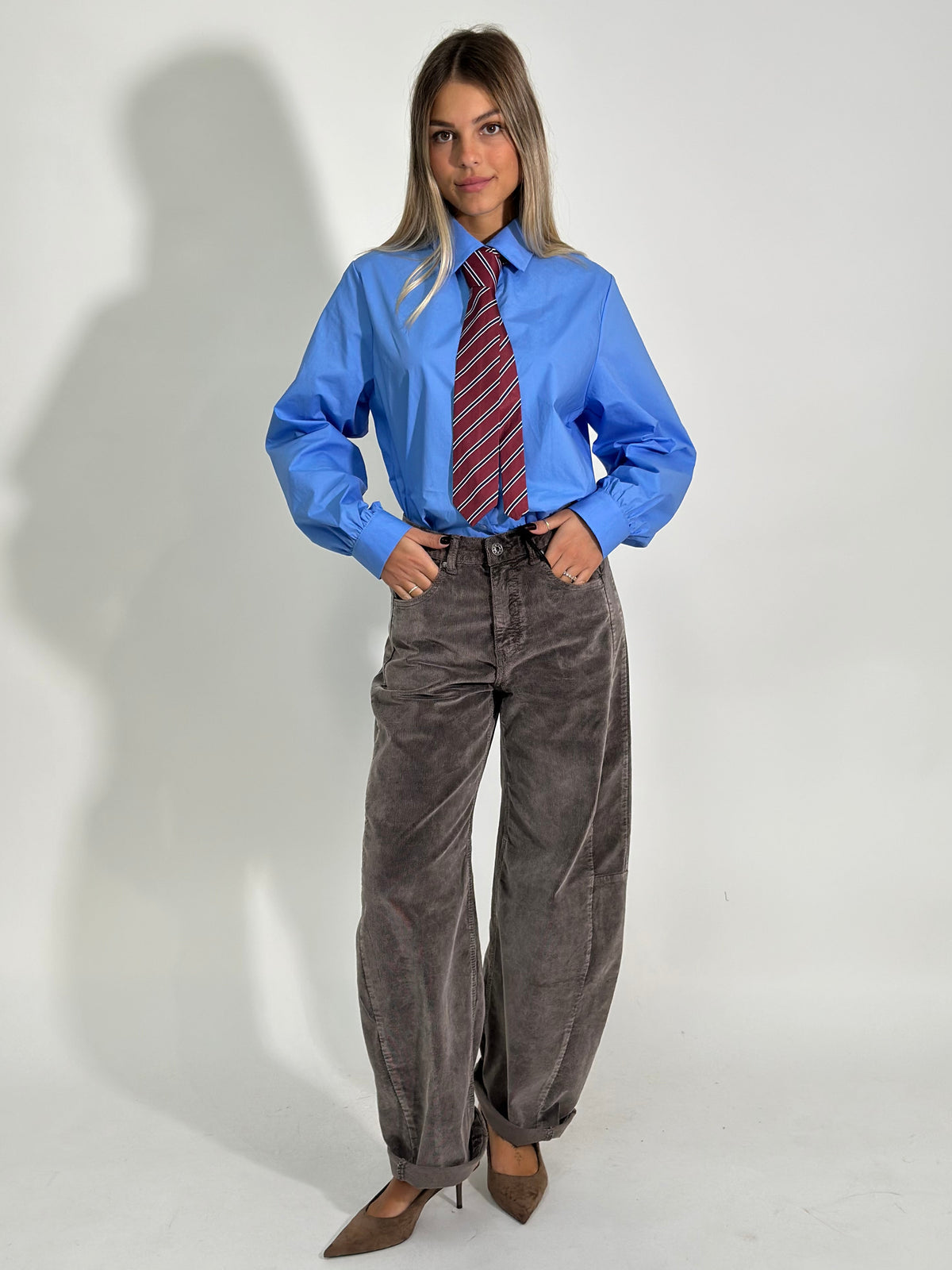 Pantalone barrel velluto 2217-15 TAUPE