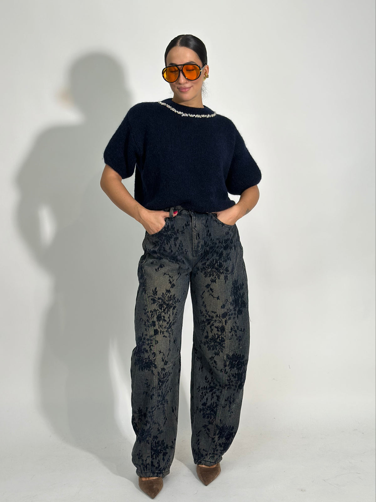 Jeans barrel floccato 6330 BLU