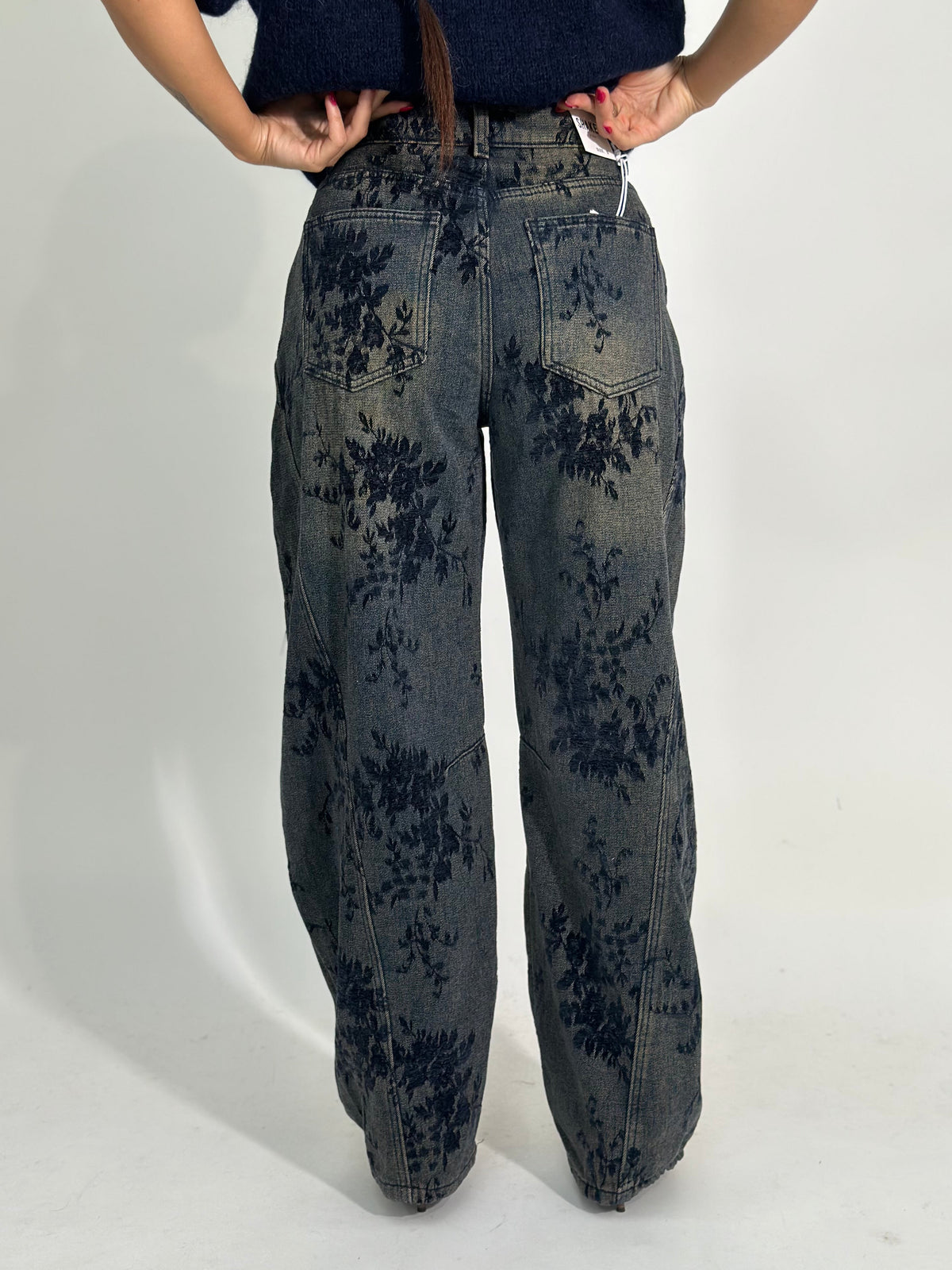 Jeans barrel floccato 6330 BLU